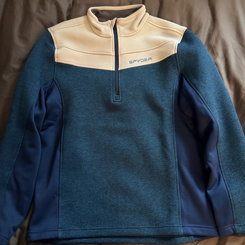 Spyder Blue and Cream Quarter-Zip Pullover